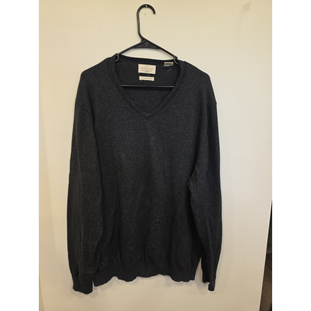 Weatherproof Vintage Cotton Cashmere V-Neck Sweater Grey XL Men's Pullover